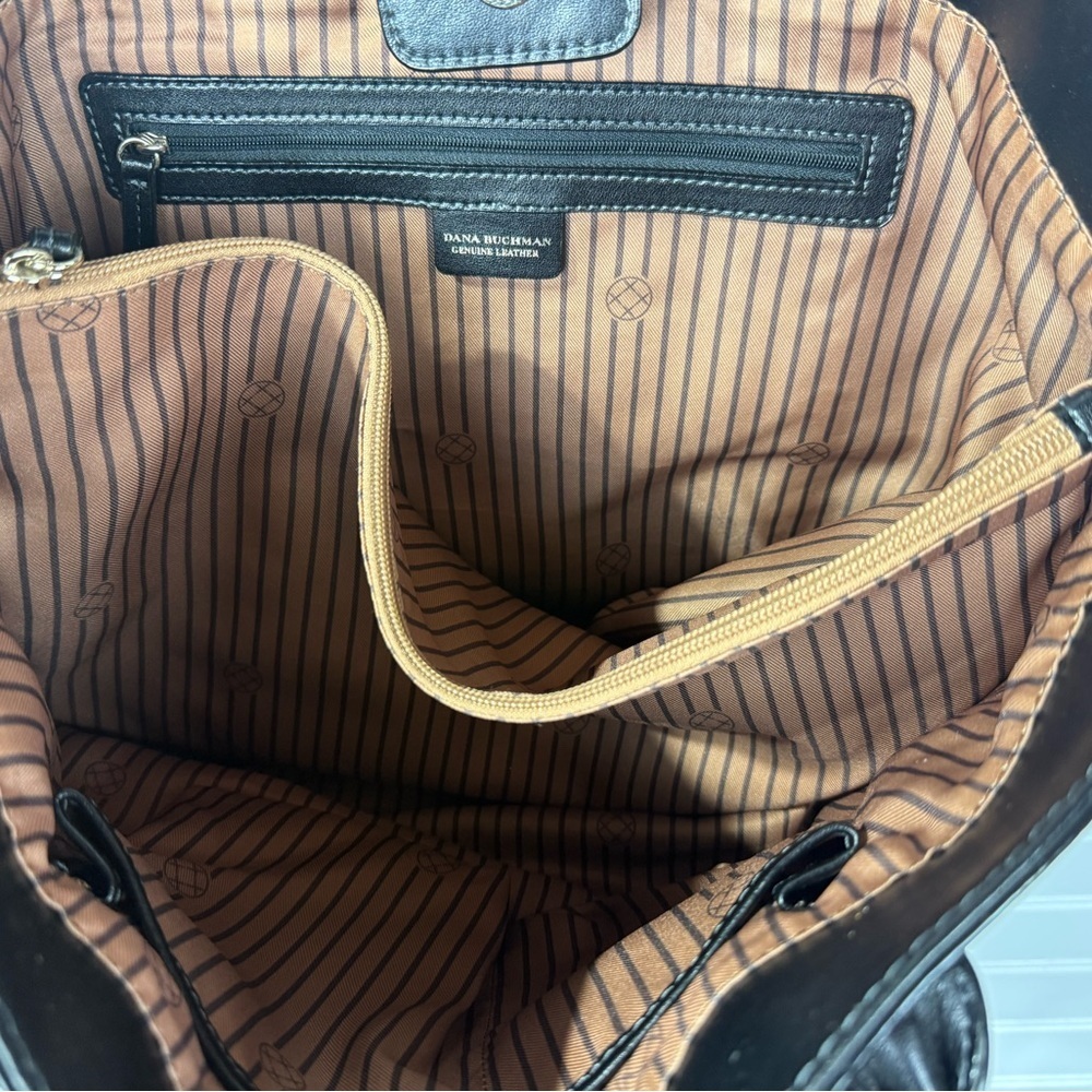 Dana Buchman black genuine leather Paramount Tote shoulder Bag oversized purse. - Picture 8 of 9